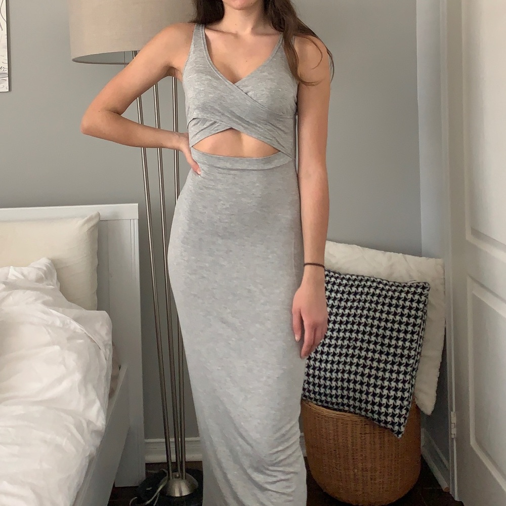 Grey maxi dress w/ cutouts